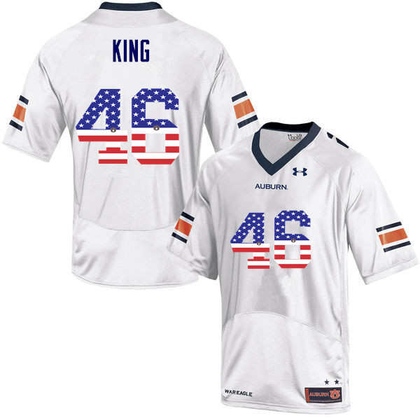 Men #46 Caleb King Auburn Tigers USA Flag Fashion College Football Jerseys-White